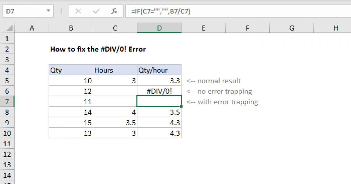 Excel Change Div 0 To N A